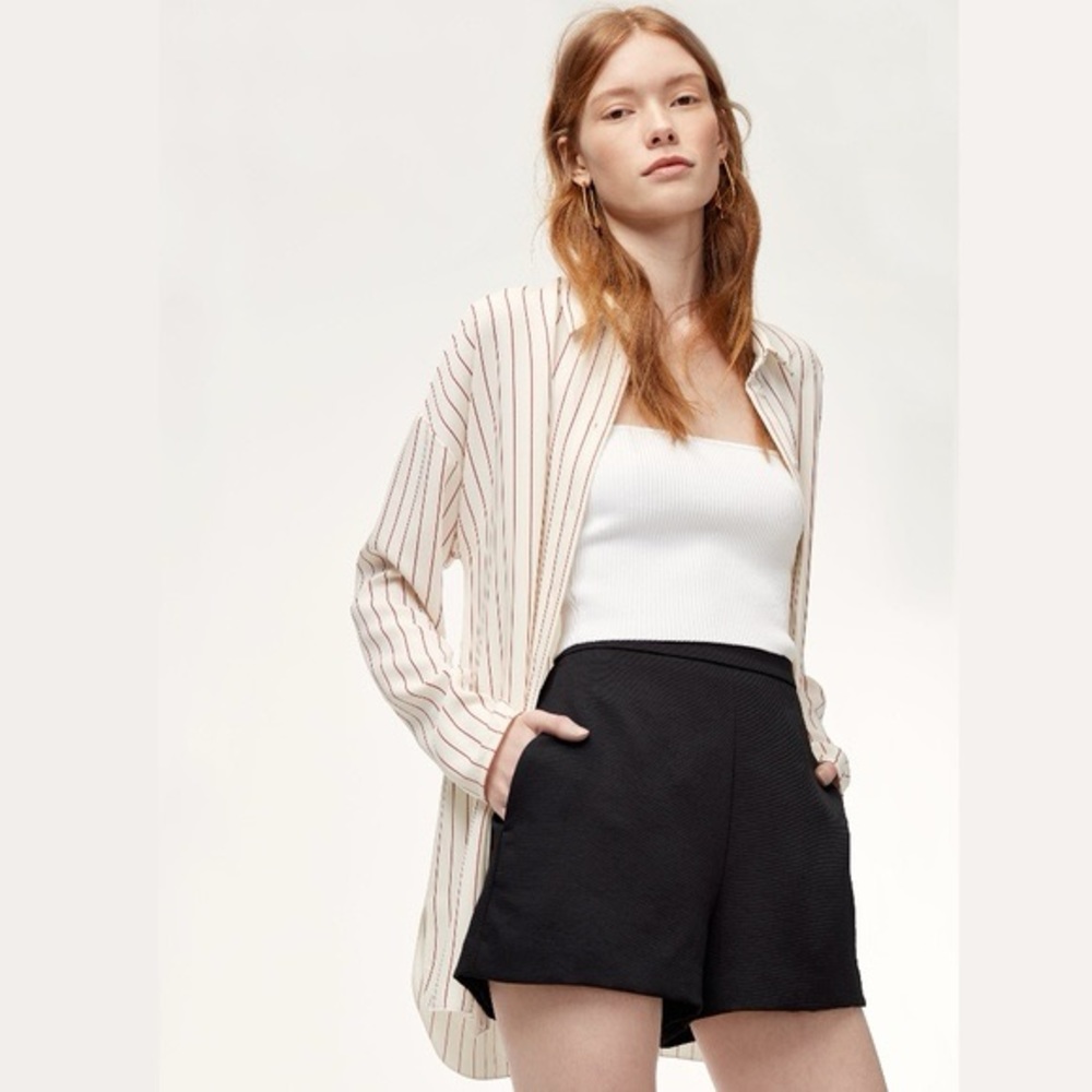 Aritzia Babaton Checkered Pattern Collared Button Up Shirt Blouse